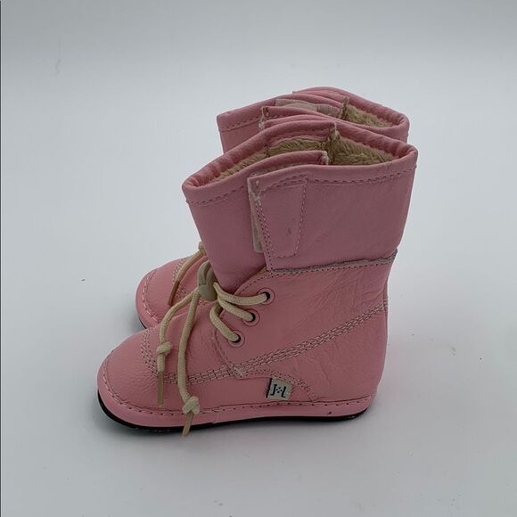 Jack and Lily Pink leather toddler Boots barefoot first walkers flexible - Picture 6 of 10